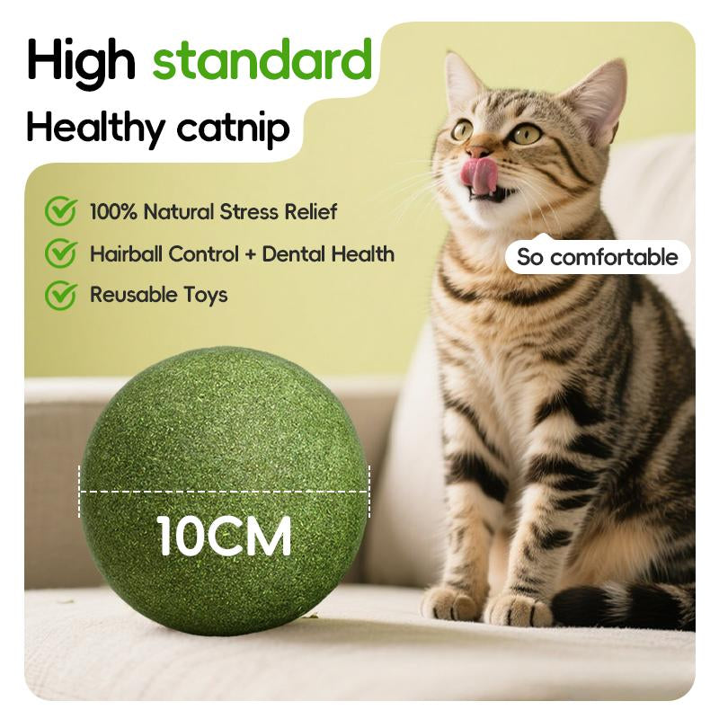 Extra-Large Size Natural Cat Mint Ball, 10 Cm in Diameter, Solid, Edible, Natural Cat Mint Toy, a Fun Toy for Cats