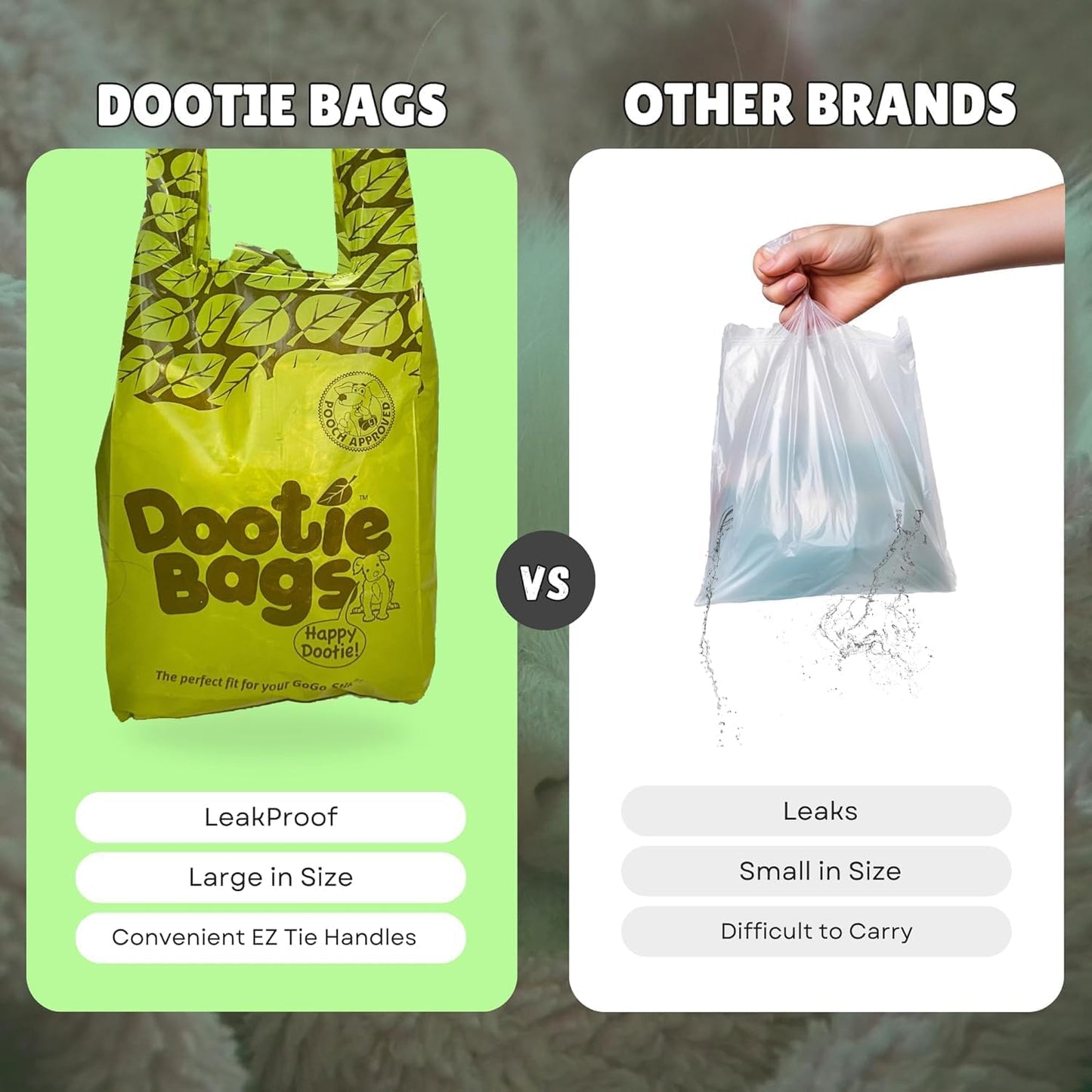 Pooch Approved Large Dootie Bags - Dog Poop Bags - Tie-Handles - 100 Count Dootie Strong and Leakproof - Perfect for Dogs & Cats - Litter - Pet Waste Cleanup - Swivel Bin & Scoopers