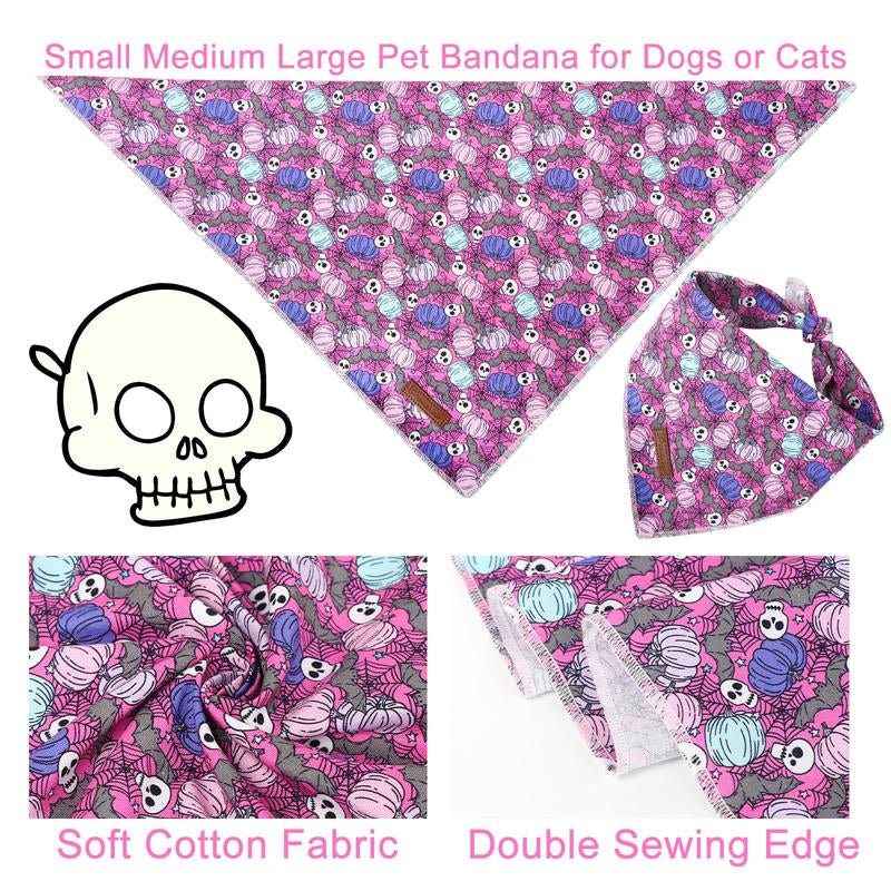 UP URARA PUP Soft Halloween Pumpkin Pet Bandana, Cute Ghost & Bat Design for Dogs & Cats