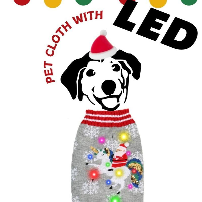 Christmas Pet Clothing Pajamas with LED Lighting