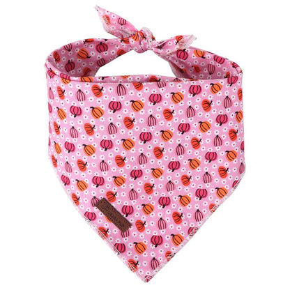 UP URARA PUP Soft Halloween Pumpkin Pet Bandana, Cute Ghost & Bat Design for Dogs & Cats