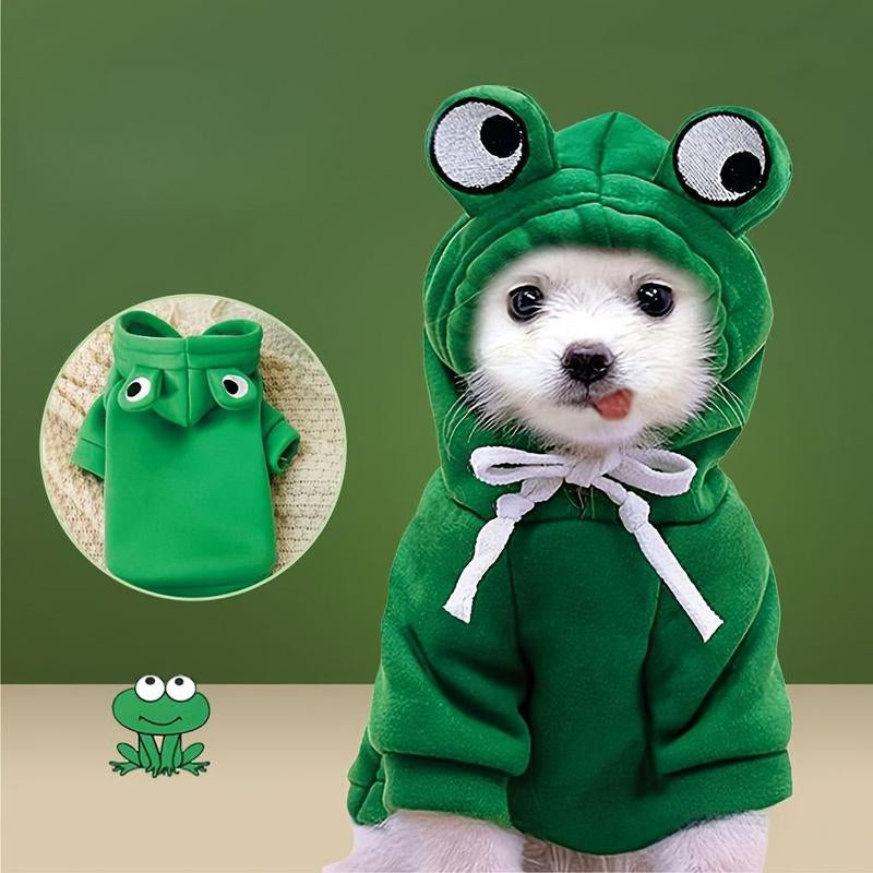 Frog Design Pet Hoodie, Cute Warm Pet Clothes, Soft Comfortable Pet Clothing for Small Medium Dogs & Cats, Dog & Cat Clothing Supplies