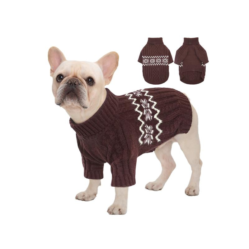 Kuoser Dog Sweater, Dog Sweaters for Medium Dogs, Doggie Sweater Boy Girl Christmas Clothes, Winter Coat Apparel Cable Knitwear, Pet Sweatshirt Outfit for Frech Bulldog, Boston Terrier