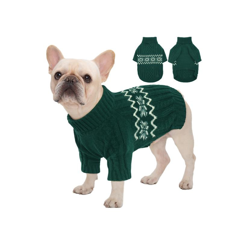 Kuoser Dog Sweater, Dog Sweaters for Medium Dogs, Doggie Sweater Boy Girl Christmas Clothes, Winter Coat Apparel Cable Knitwear, Pet Sweatshirt Outfit for Frech Bulldog, Boston Terrier