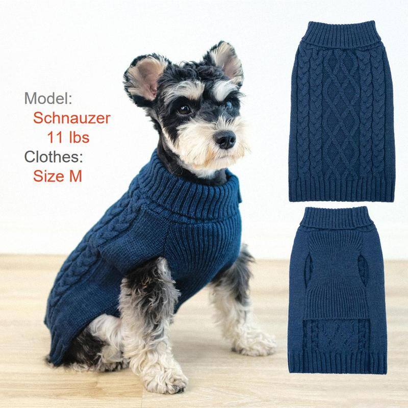 Winter Warm Pet Cloth, Cable Knit Dog Sweater, Classic Pattern Turtleneck Pet Sweater, Soft Comfortable Pet Clothing for Small Puppy, Dog & Cat Clothing Supplies