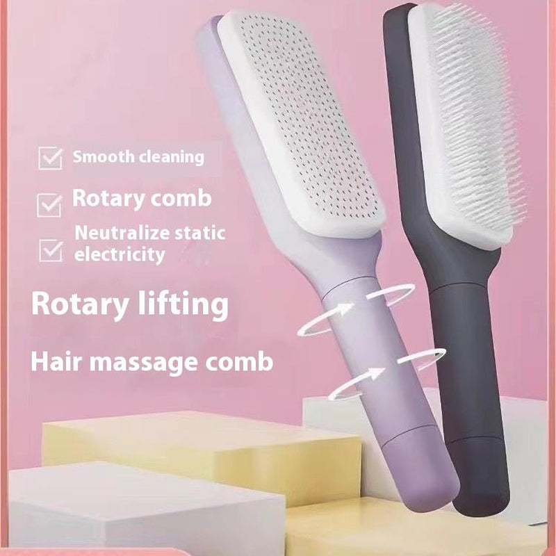Rotating Retractable Comb，Innovative Design,One Click Cleaning，Suitable for People /Pets/ Blankets Hair Care Product Brush Curly Scalp Spa Treatment
