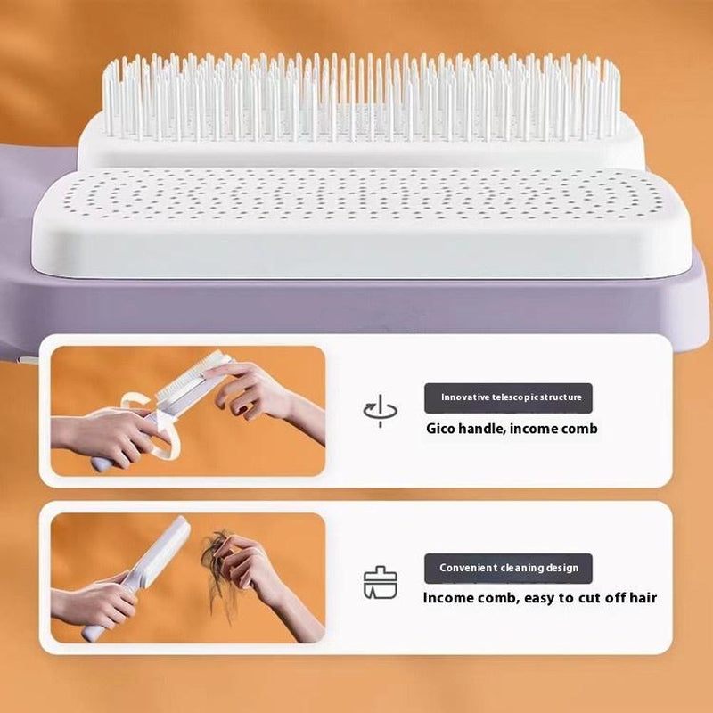 Rotating Retractable Comb，Innovative Design,One Click Cleaning，Suitable for People /Pets/ Blankets Hair Care Product Brush Curly Scalp Spa Treatment