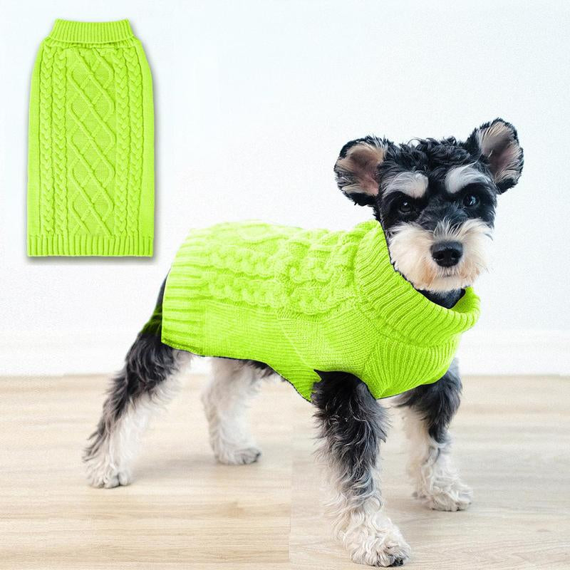 Winter Warm Pet Cloth, Cable Knit Dog Sweater, Classic Pattern Turtleneck Pet Sweater, Soft Comfortable Pet Clothing for Small Puppy, Dog & Cat Clothing Supplies