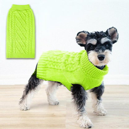 Winter Warm Pet Cloth, Cable Knit Dog Sweater, Classic Pattern Turtleneck Pet Sweater, Soft Comfortable Pet Clothing for Small Puppy, Dog & Cat Clothing Supplies