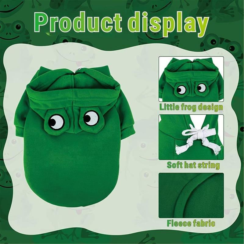 Frog Design Pet Hoodie, Cute Warm Pet Clothes, Soft Comfortable Pet Clothing for Small Medium Dogs & Cats, Dog & Cat Clothing Supplies