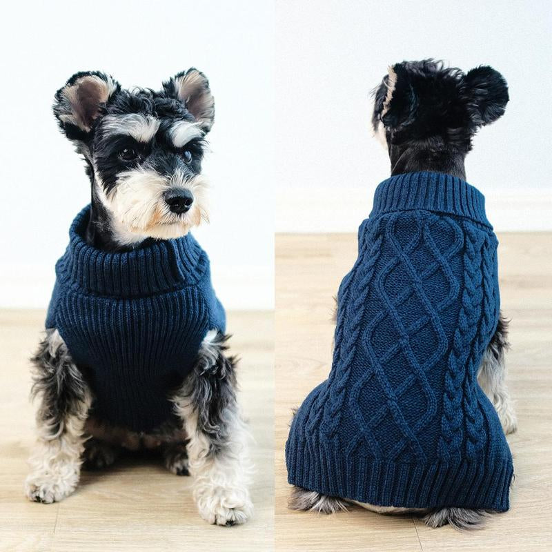 Winter Warm Pet Cloth, Cable Knit Dog Sweater, Classic Pattern Turtleneck Pet Sweater, Soft Comfortable Pet Clothing for Small Puppy, Dog & Cat Clothing Supplies