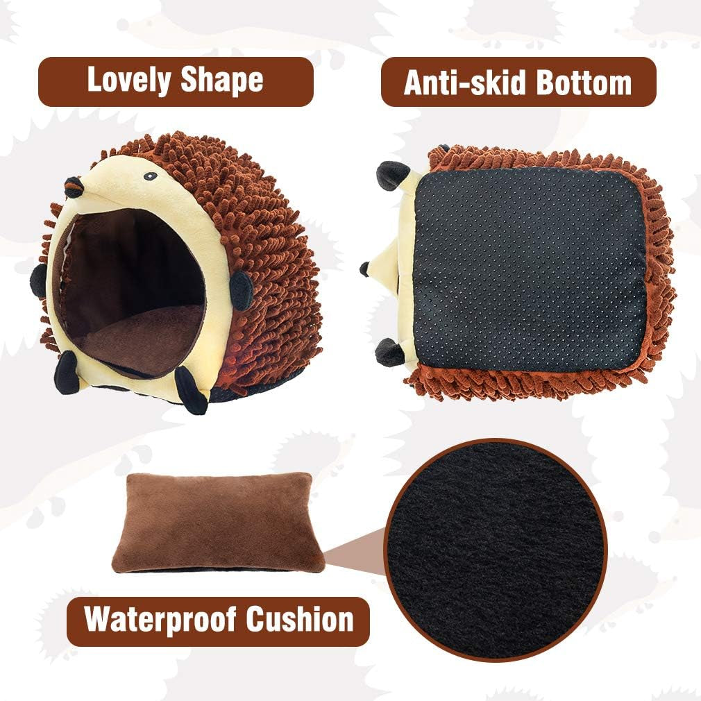 PAWCHIE Guinea Pig Bed - Small Animal House, Cotton Warm Cave Bed Nest Anti-Slip Comfortable Cage with Waterproof Cushion for Chinchilla Hedgehog Hamster