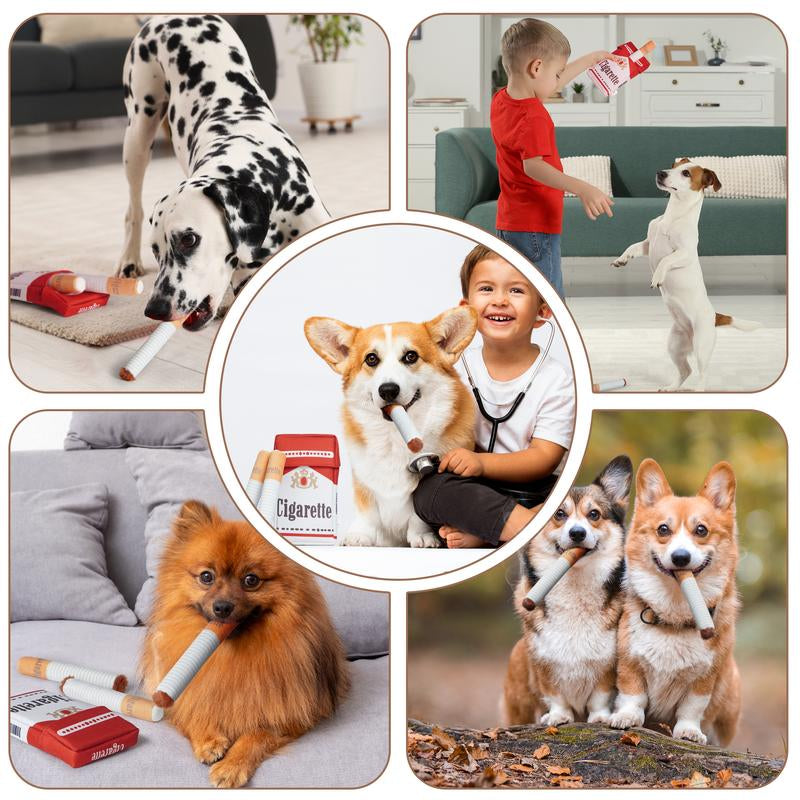 Nocciola 3 Packs Squeaky Puff Stick Toys with a Box Upgraded Version, Funny Interactive Dog Toys, Puppy Toys for Small to Medium Breed Interactive Cigarette