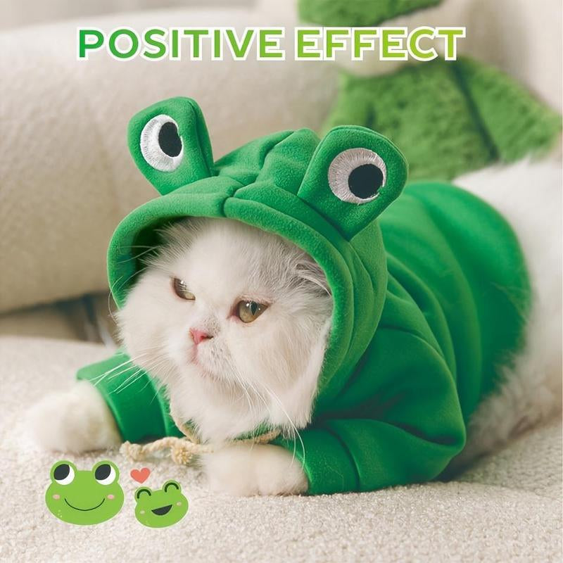 Frog Design Pet Hoodie, Cute Warm Pet Clothes, Soft Comfortable Pet Clothing for Small Medium Dogs & Cats, Dog & Cat Clothing Supplies