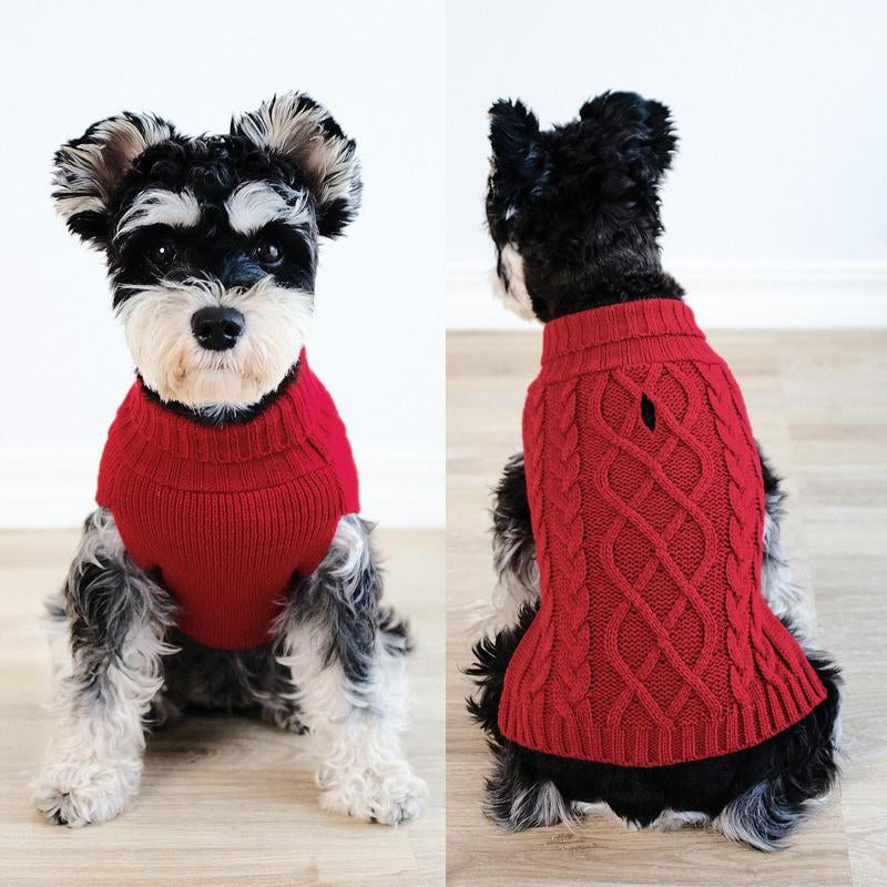 Winter Warm Pet Cloth, Cable Knit Dog Sweater, Classic Pattern Turtleneck Pet Sweater, Soft Comfortable Pet Clothing for Small Puppy, Dog & Cat Clothing Supplies