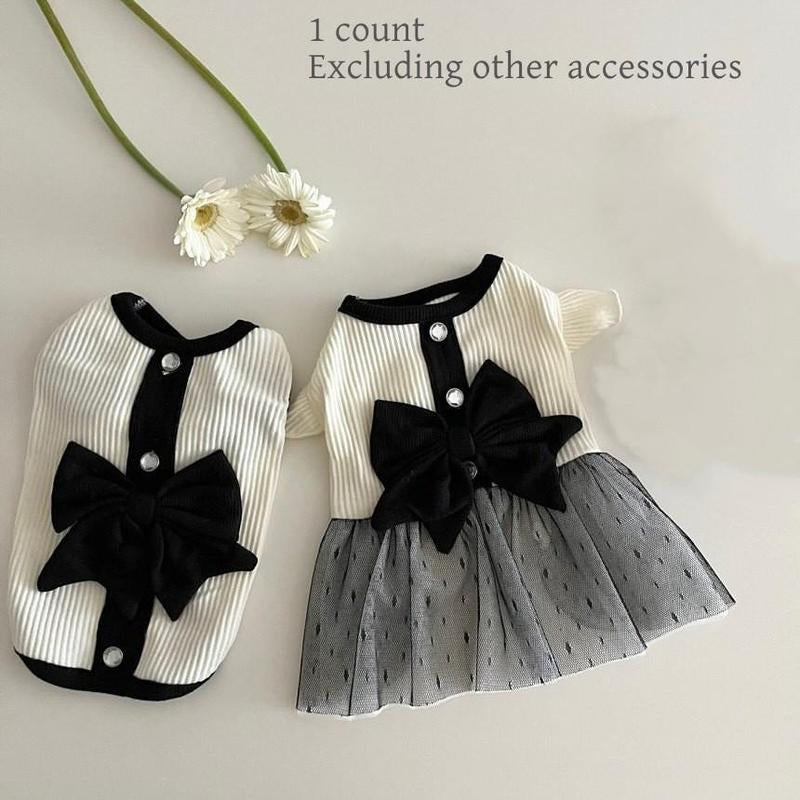 Bowknot Decor Pet Dress/ Pet Vest, 1 Count Cute Pet Clothing for Small Medium Large Dogs & Cats, Fashionable Pet Clothing for Spring & Summer