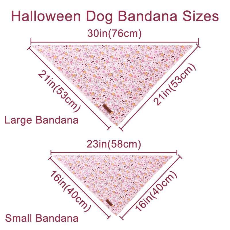 UP URARA PUP Soft Halloween Pumpkin Pet Bandana, Cute Ghost & Bat Design for Dogs & Cats