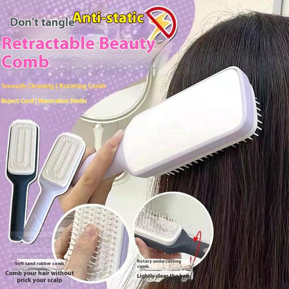 Rotating Retractable Comb，Innovative Design,One Click Cleaning，Suitable for People /Pets/ Blankets Hair Care Product Brush Curly Scalp Spa Treatment