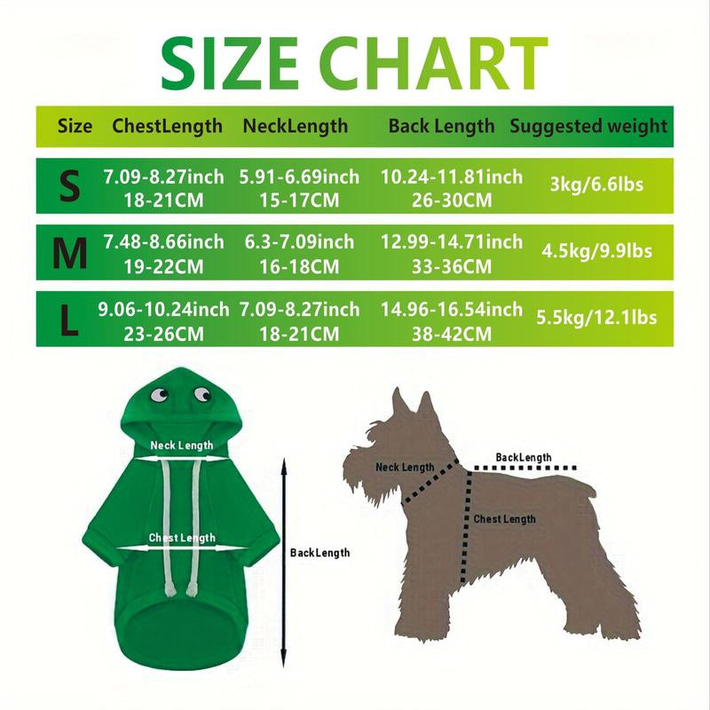 Frog Design Pet Hoodie, Cute Warm Pet Clothes, Soft Comfortable Pet Clothing for Small Medium Dogs & Cats, Dog & Cat Clothing Supplies
