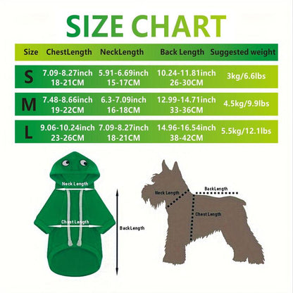 Frog Design Pet Hoodie, Cute Warm Pet Clothes, Soft Comfortable Pet Clothing for Small Medium Dogs & Cats, Dog & Cat Clothing Supplies