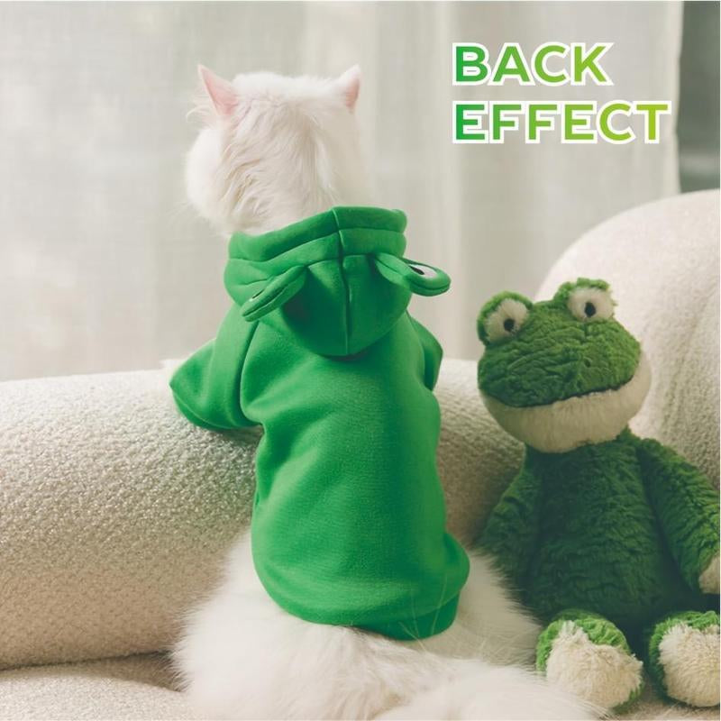 Frog Design Pet Hoodie, Cute Warm Pet Clothes, Soft Comfortable Pet Clothing for Small Medium Dogs & Cats, Dog & Cat Clothing Supplies