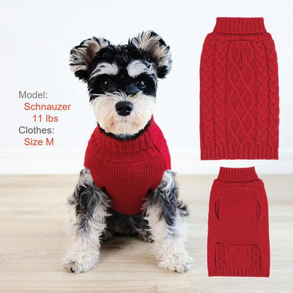 Winter Warm Pet Cloth, Cable Knit Dog Sweater, Classic Pattern Turtleneck Pet Sweater, Soft Comfortable Pet Clothing for Small Puppy, Dog & Cat Clothing Supplies