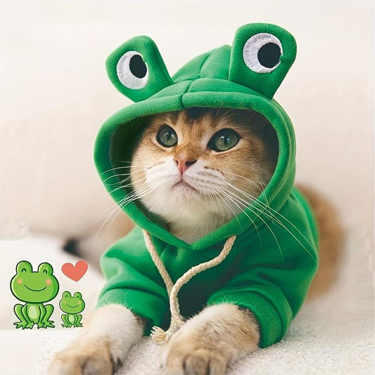 Frog Design Pet Hoodie, Cute Warm Pet Clothes, Soft Comfortable Pet Clothing for Small Medium Dogs & Cats, Dog & Cat Clothing Supplies