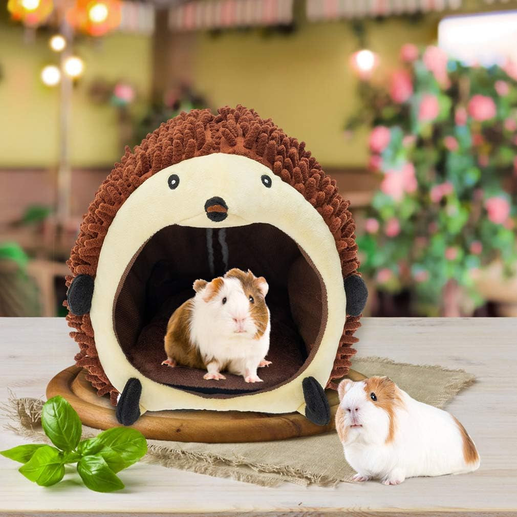 PAWCHIE Guinea Pig Bed - Small Animal House, Cotton Warm Cave Bed Nest Anti-Slip Comfortable Cage with Waterproof Cushion for Chinchilla Hedgehog Hamster