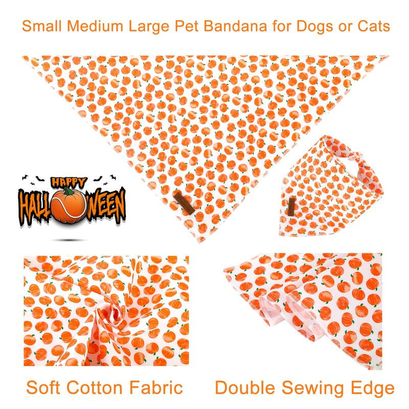 UP URARA PUP Soft Halloween Pumpkin Pet Bandana, Cute Ghost & Bat Design for Dogs & Cats