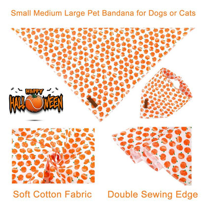 UP URARA PUP Soft Halloween Pumpkin Pet Bandana, Cute Ghost & Bat Design for Dogs & Cats