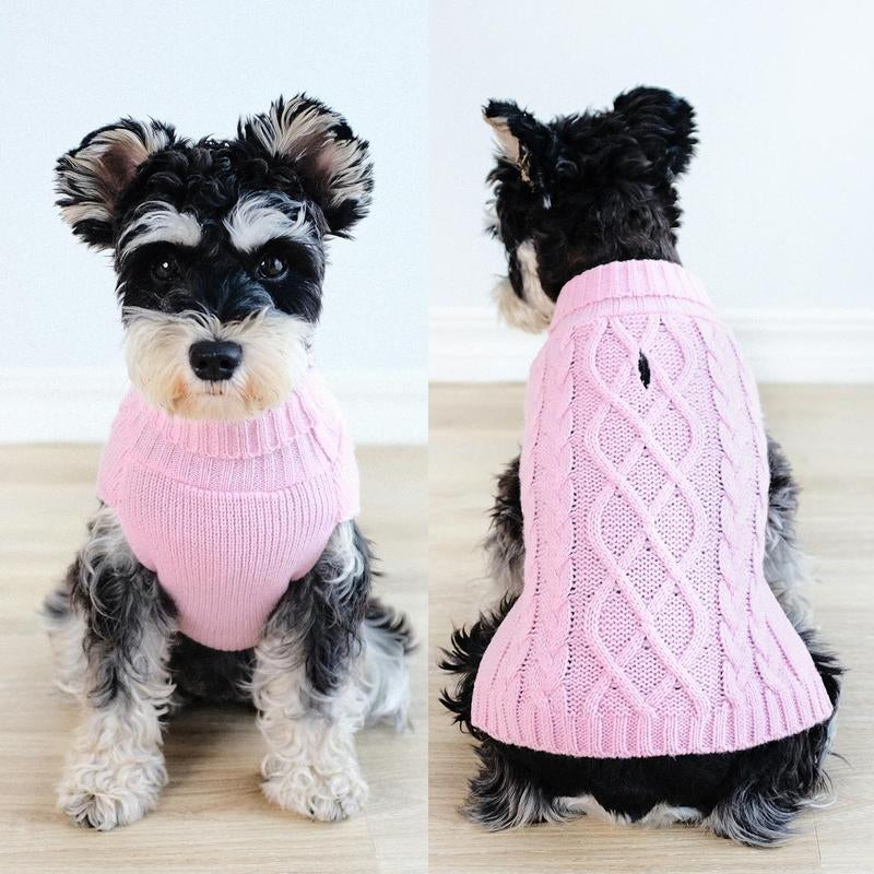 Winter Warm Pet Cloth, Cable Knit Dog Sweater, Classic Pattern Turtleneck Pet Sweater, Soft Comfortable Pet Clothing for Small Puppy, Dog & Cat Clothing Supplies