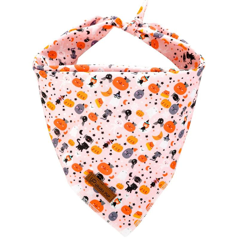 UP URARA PUP Soft Halloween Pumpkin Pet Bandana, Cute Ghost & Bat Design for Dogs & Cats