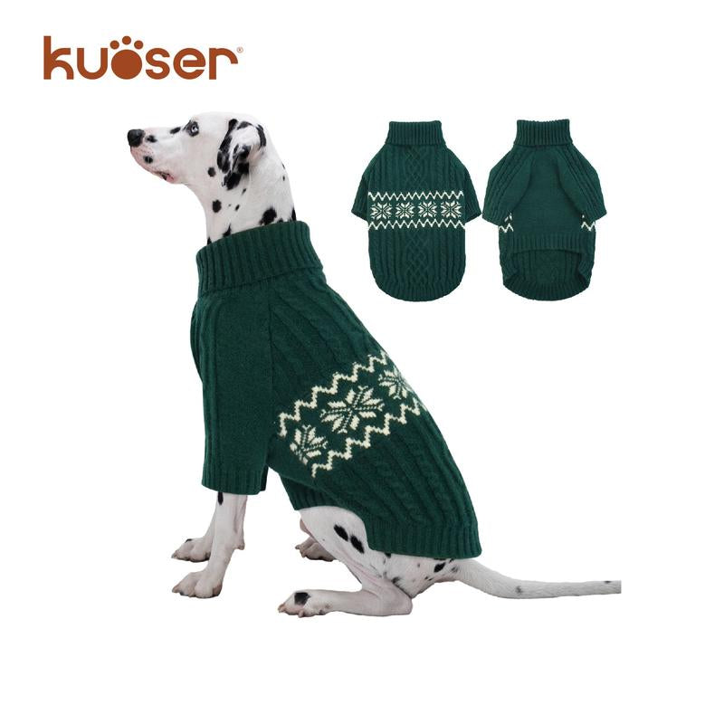 Kuoser Dog Sweater, Dog Sweaters for Medium Dogs, Doggie Sweater Boy Girl Christmas Clothes, Winter Coat Apparel Cable Knitwear, Pet Sweatshirt Outfit for Frech Bulldog, Boston Terrier
