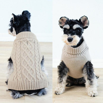 Winter Warm Pet Cloth, Cable Knit Dog Sweater, Classic Pattern Turtleneck Pet Sweater, Soft Comfortable Pet Clothing for Small Puppy, Dog & Cat Clothing Supplies